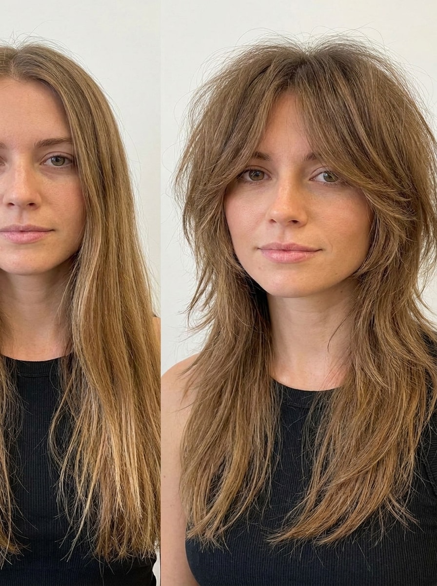 Before and After Wolf Cut Preview
