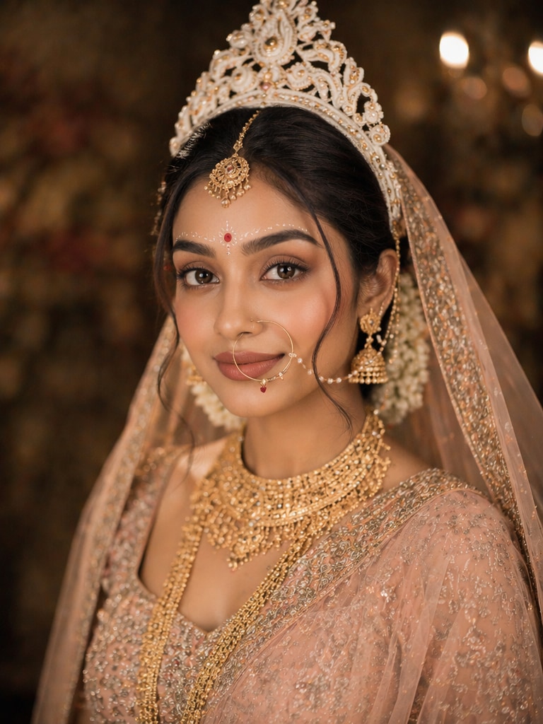 Smiling Bengali Bride Close-Up
