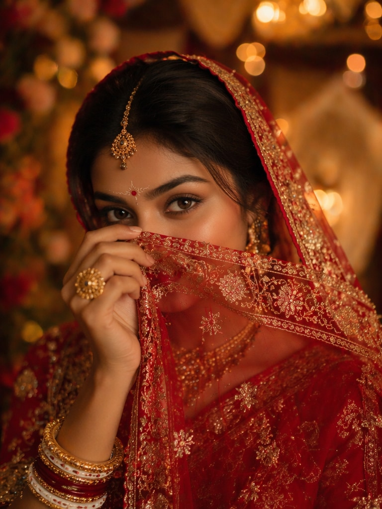Bengali Bride with Veil Pose
