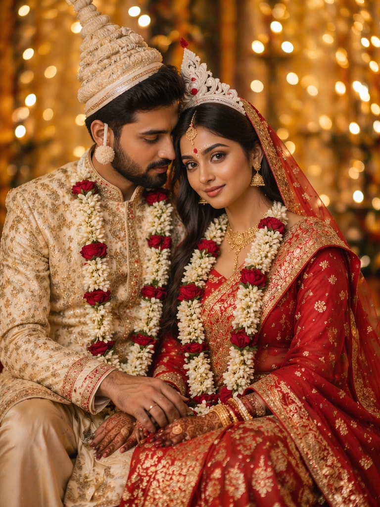 Romantic Bengali Wedding Couple