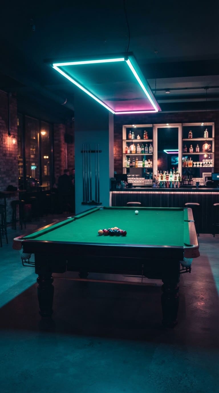 Neon Pool Hall AI Image Prompt
