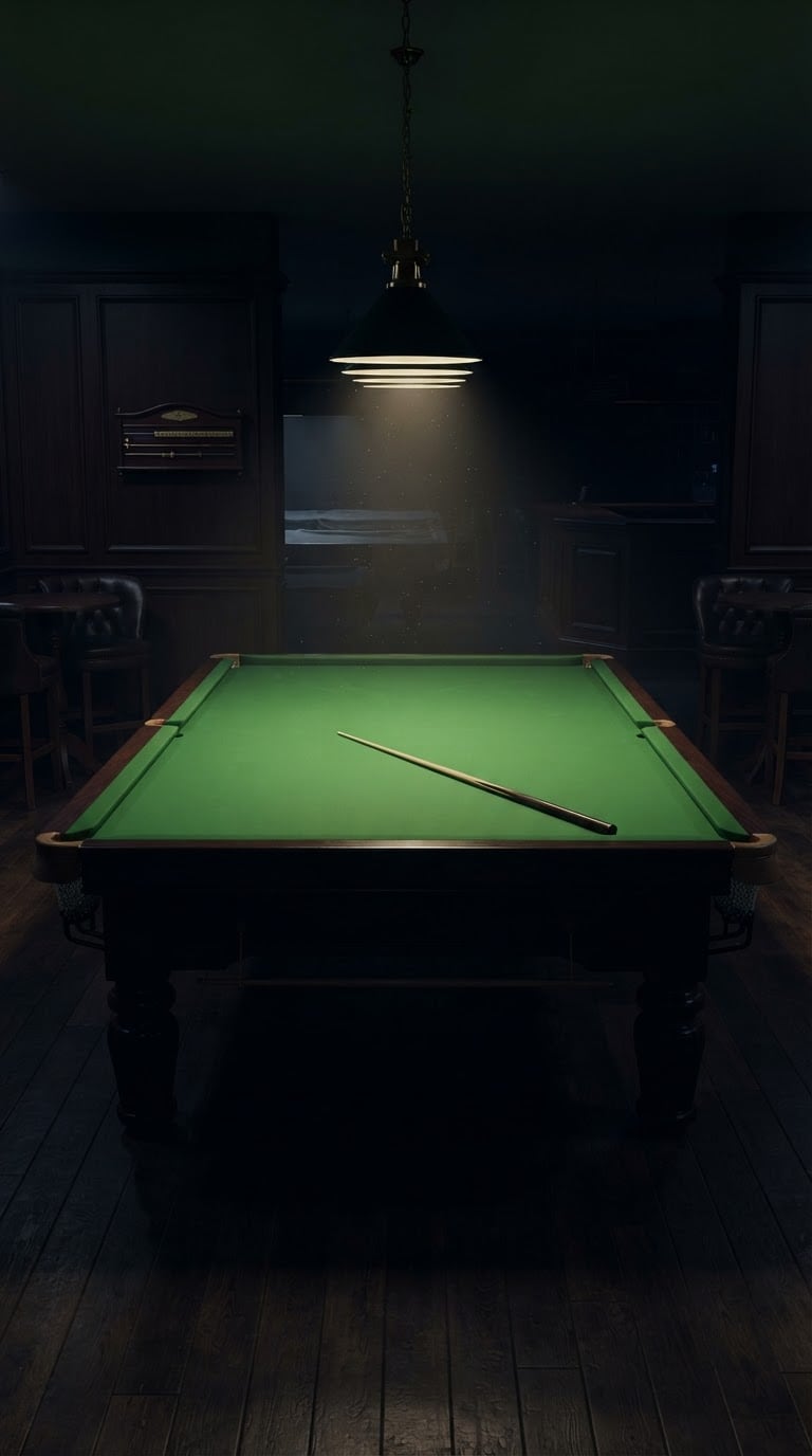 Empty Snooker Table After Hours AI Prompt