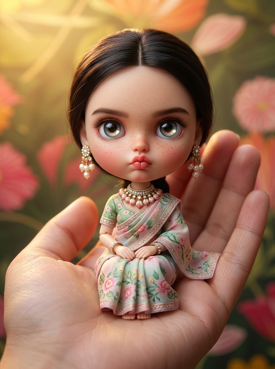 Ultra Cute Big Head Girl - Hand Palm
