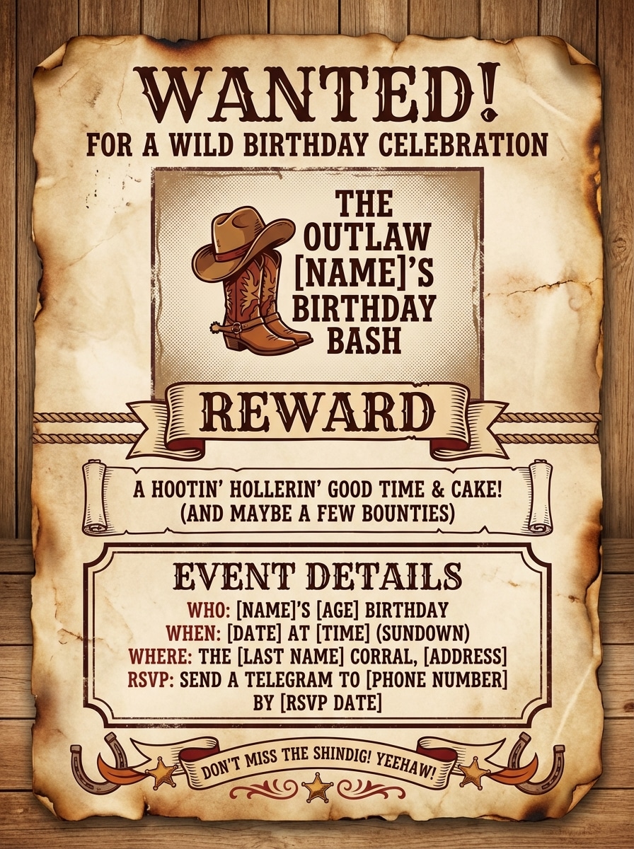Birthday Party Wanted Poster
