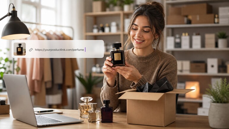 AI Black Friday Perfume workflow turning a product URL or owned images into a product-first video brief