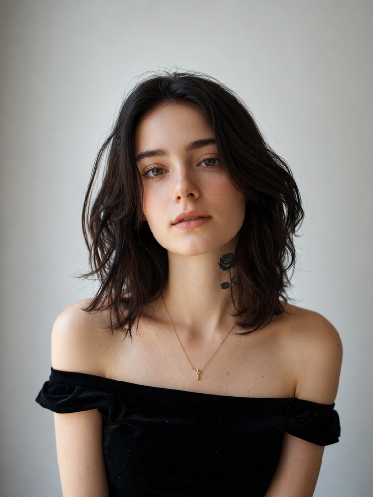 Minimalist Black Rose Style AI tattoo prompt
