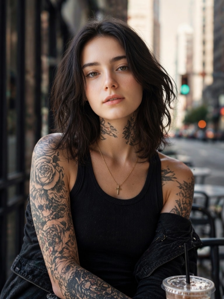 Street Tattoo Influencer Style black rose AI filter prompt