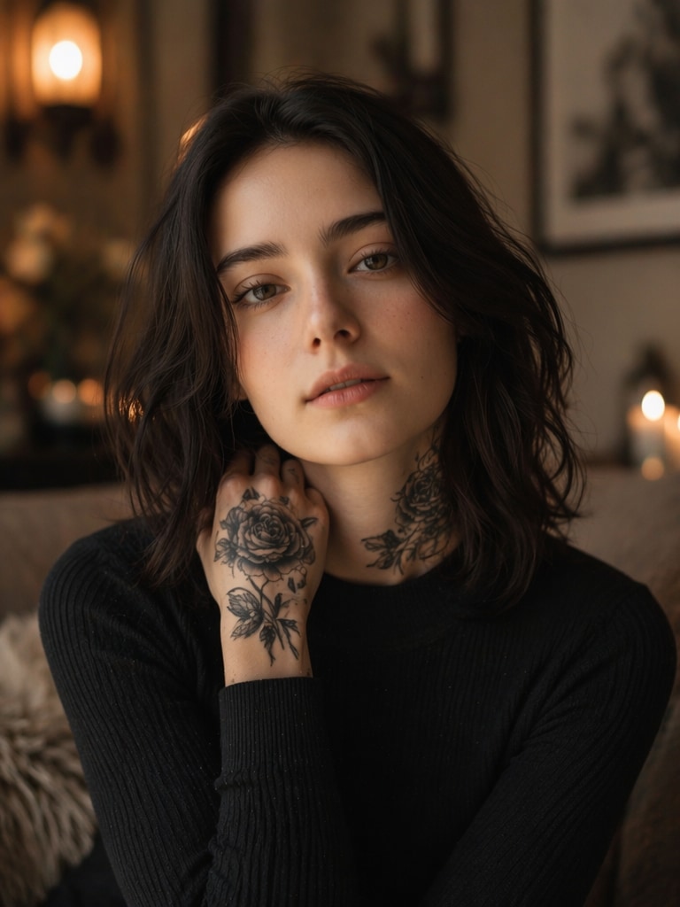 Soft Beauty Portrait Style AI black rose filter prompt