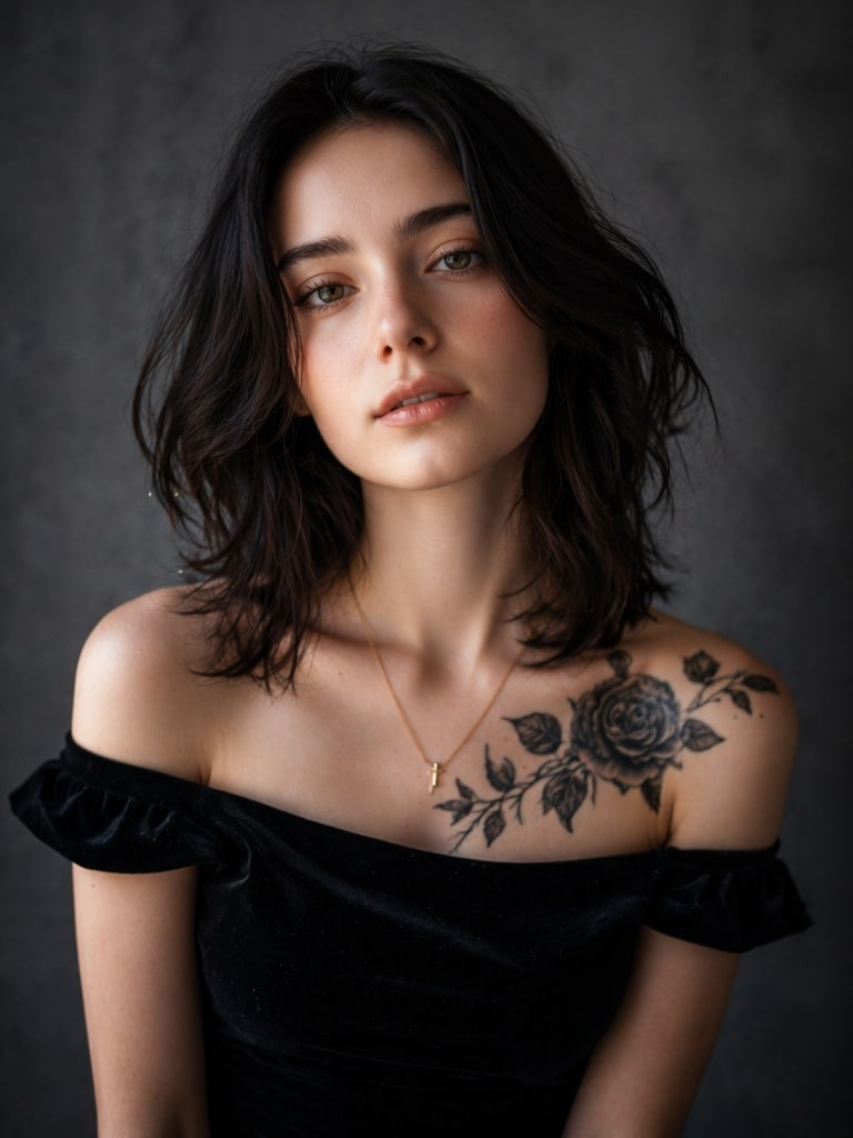 Beauty Influencer Filter Style black rose AI filter prompt