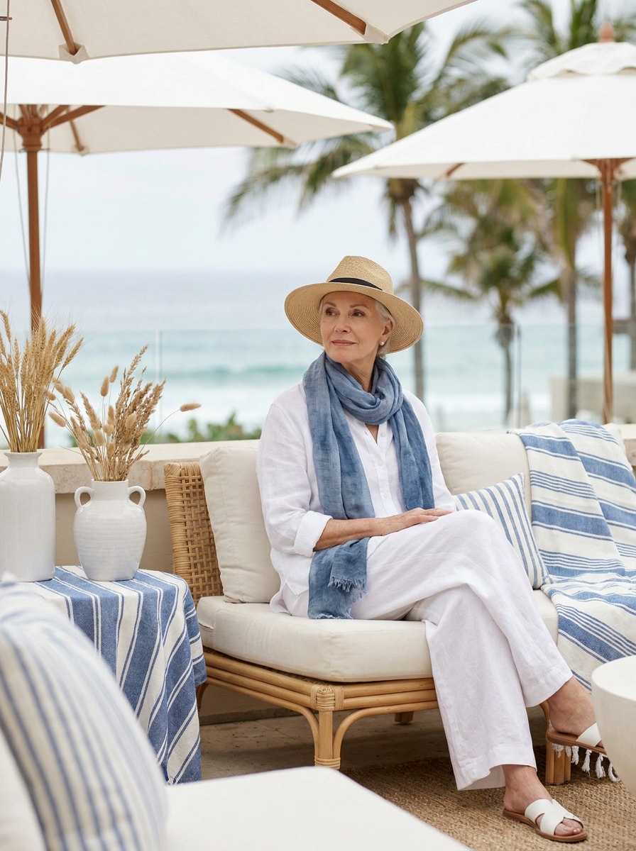 Blue and White Resort Look