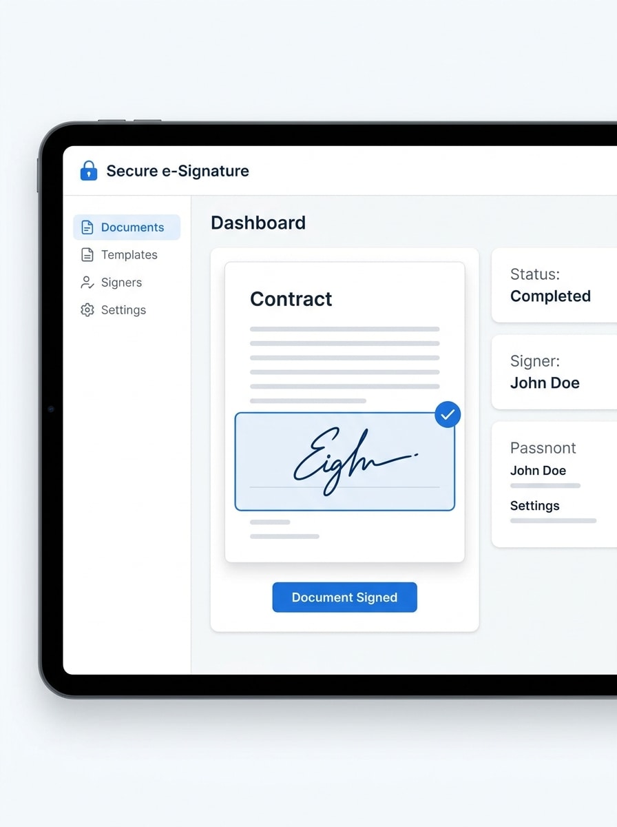 Blue Digital Signature UI Mockup