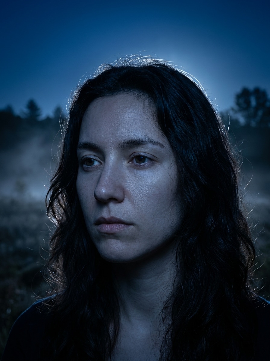 Blue Hour Moon Portrait
