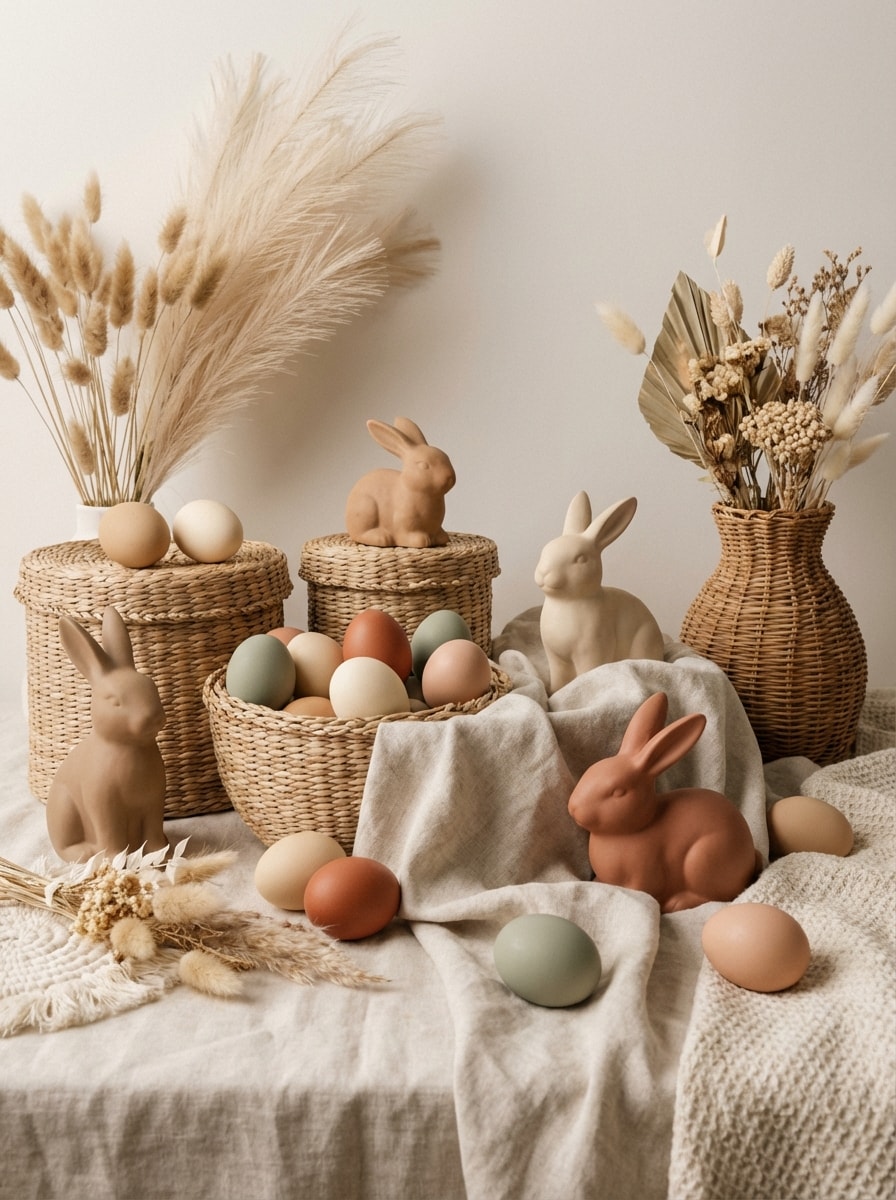 Boho neutral Easter background