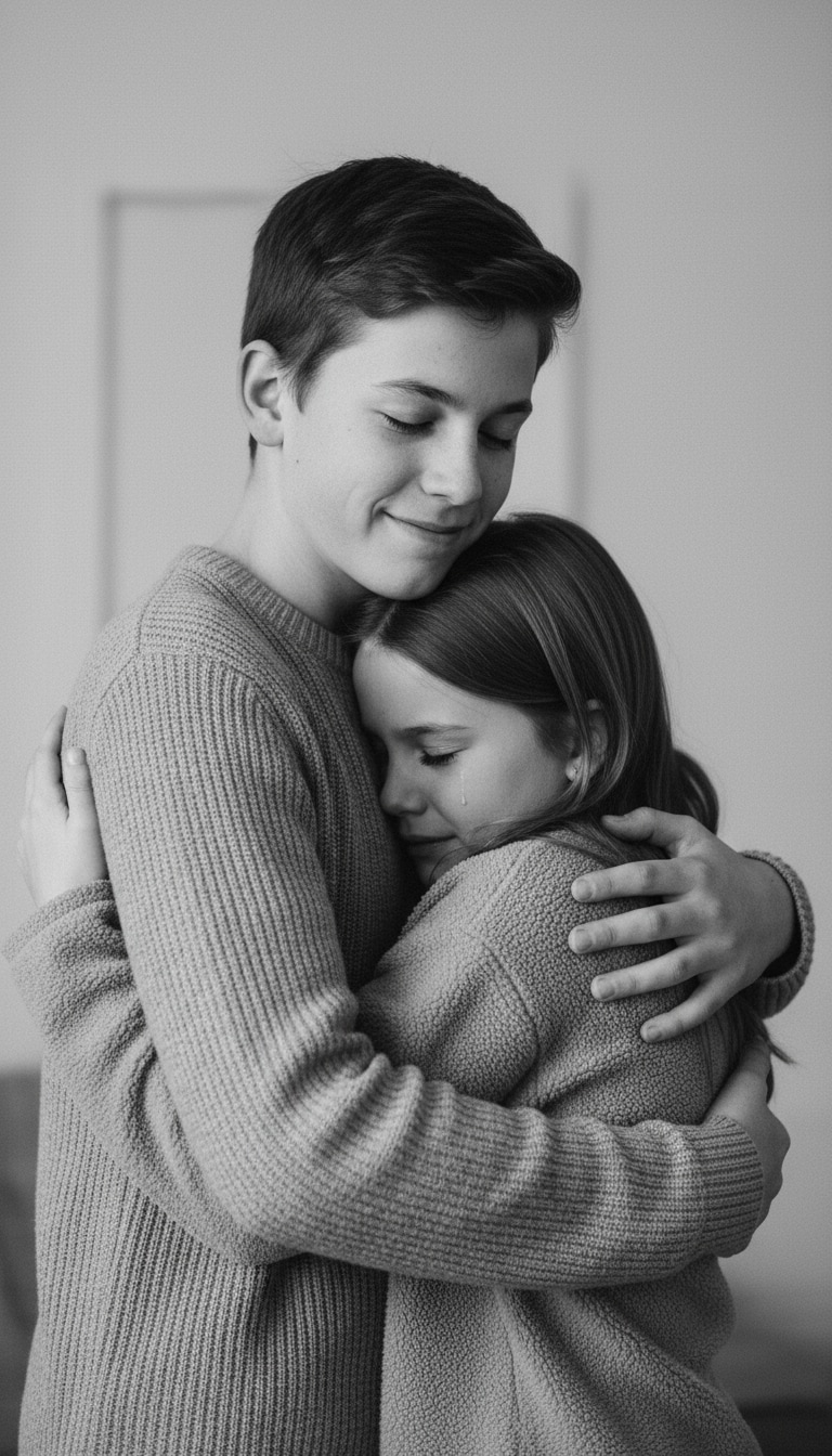 Brother and Sister Emotional Black and White preview