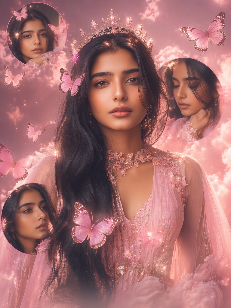 Pink Butterfly Princess butterfly prompt ChatGPT AI photo editing
