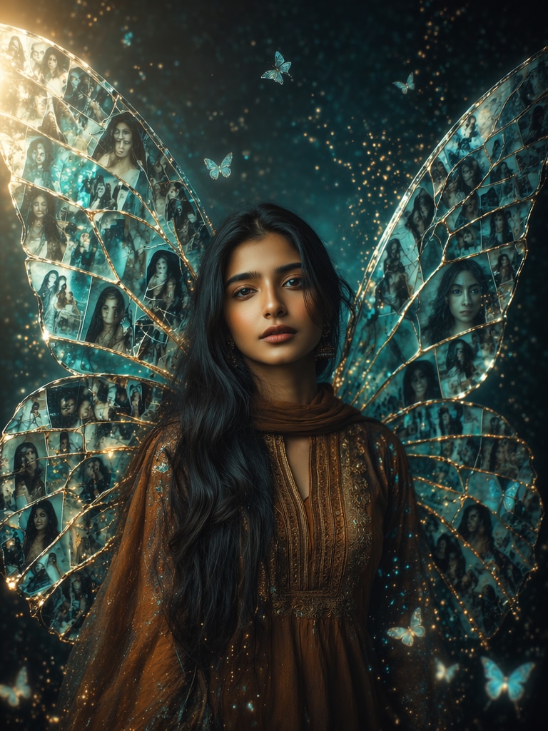 Butterfly Wings Fantasy Portrait butterfly prompt ChatGPT AI photo editing