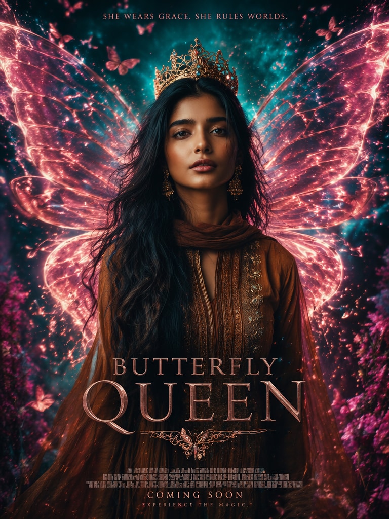 Butterfly Queen Cinematic Poster butterfly prompt ChatGPT AI photo editing