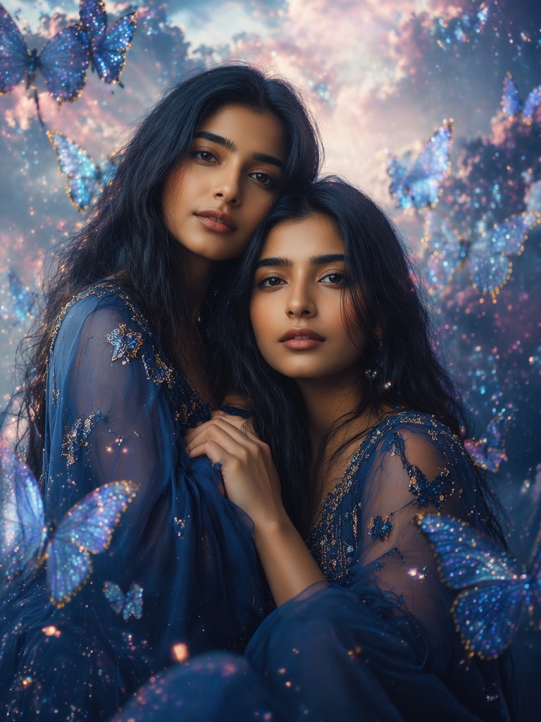 Butterfly Sisters Fantasy Mood butterfly prompt ChatGPT AI photo editing