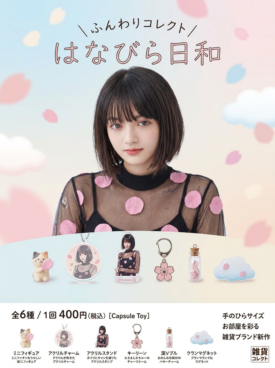 パステルカラーのカプセルトイ広告