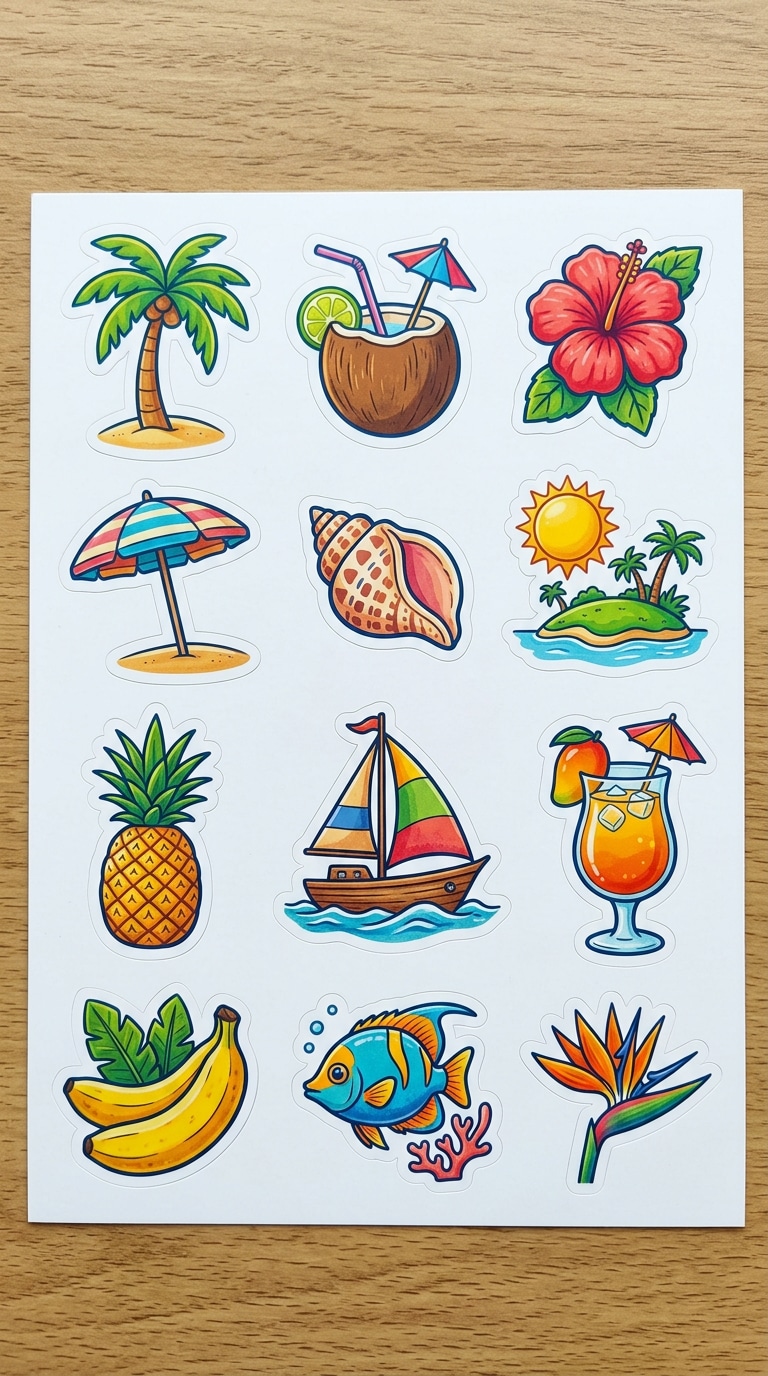 Tropical Sticker Sheet AI Prompt