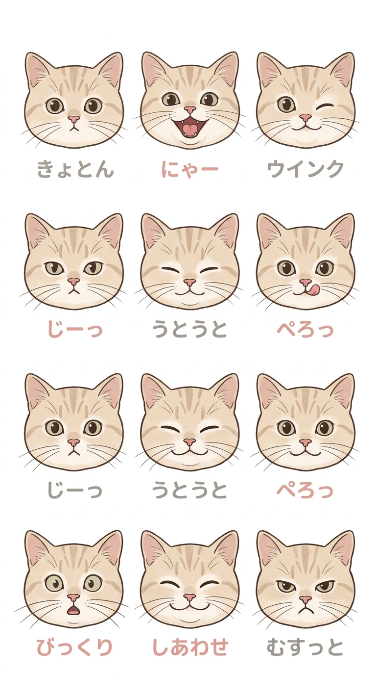 SNSアイコン向け猫表情差分