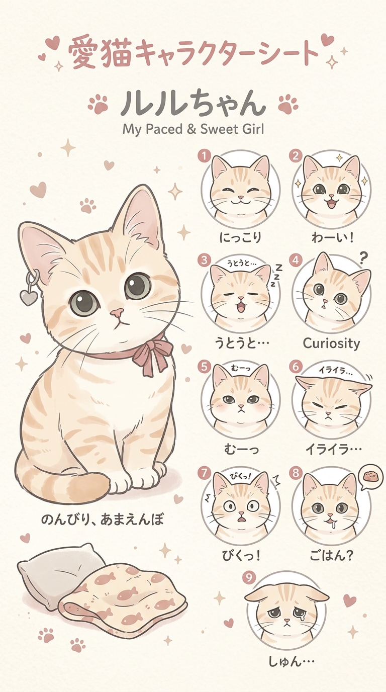 ふんわり女の子風猫イラスト