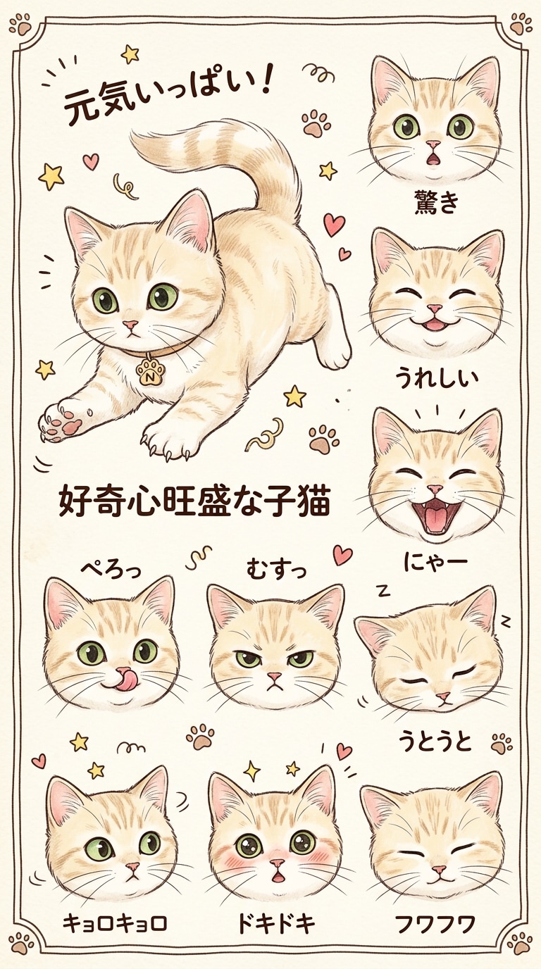元気いっぱい子猫キャラクター表