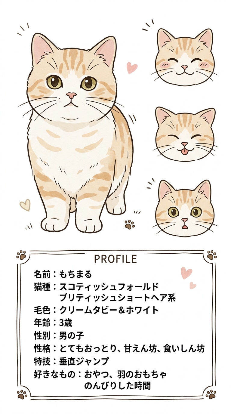 シンプル白背景の猫設定資料