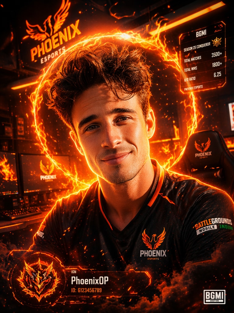 Fire Neon Gamer ChatGPT BGMI Profile Prompt