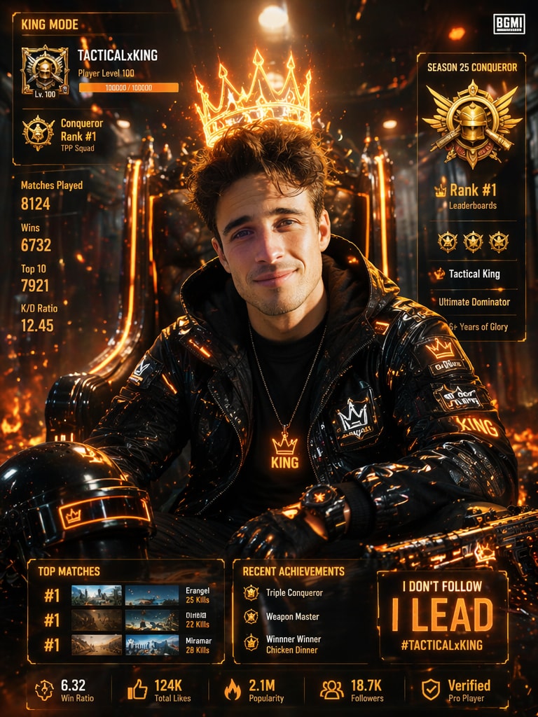 Tactical Crown Portrait ChatGPT BGMI Profile Prompt