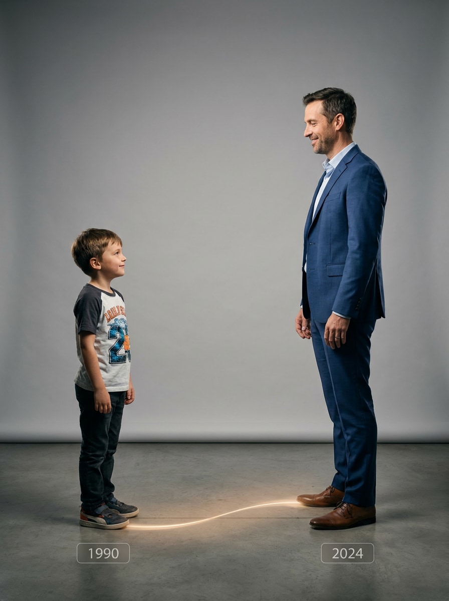 Growth path visual ChatGPT AI childhood photo prompt