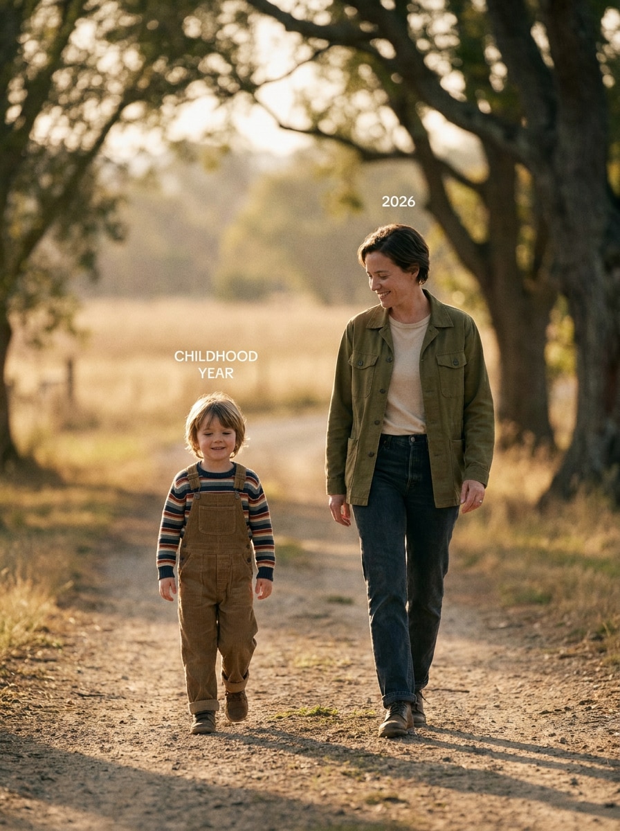 Walking together timeline ChatGPT childhood photo prompt