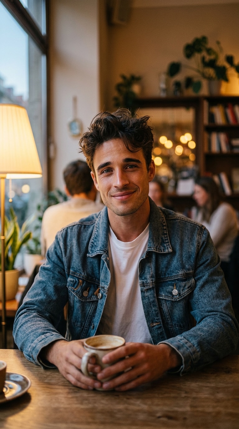 Cafe lifestyle cinematic portrait prompt