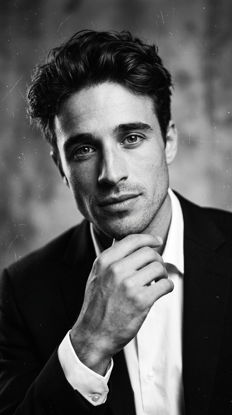 Black and white film star portrait prompt