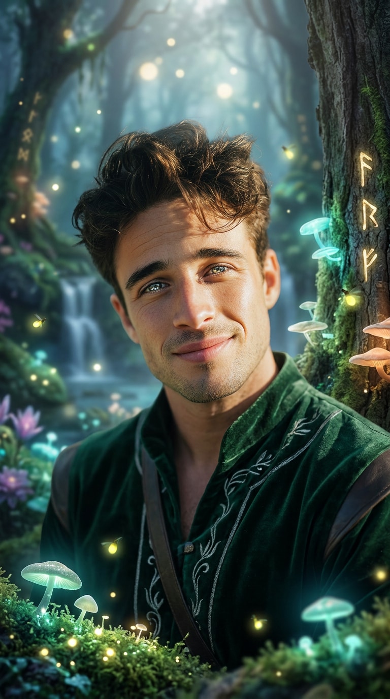 Fantasy forest cinematic portrait prompt