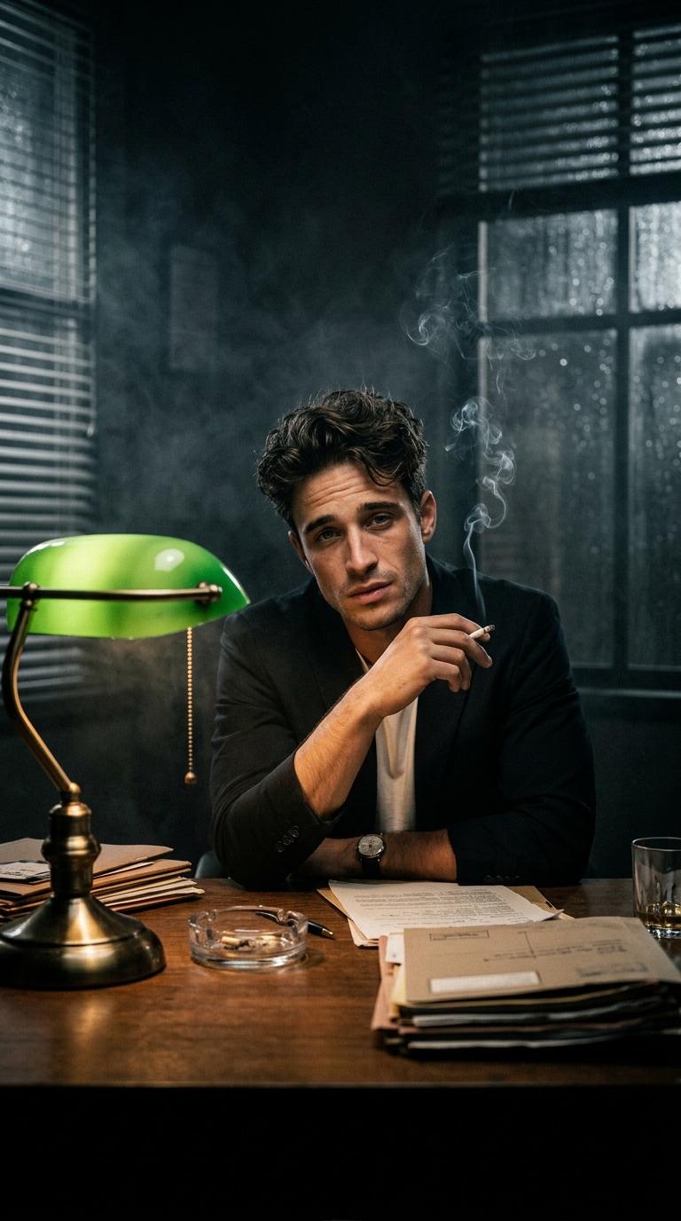 Detective office cinematic portrait prompt