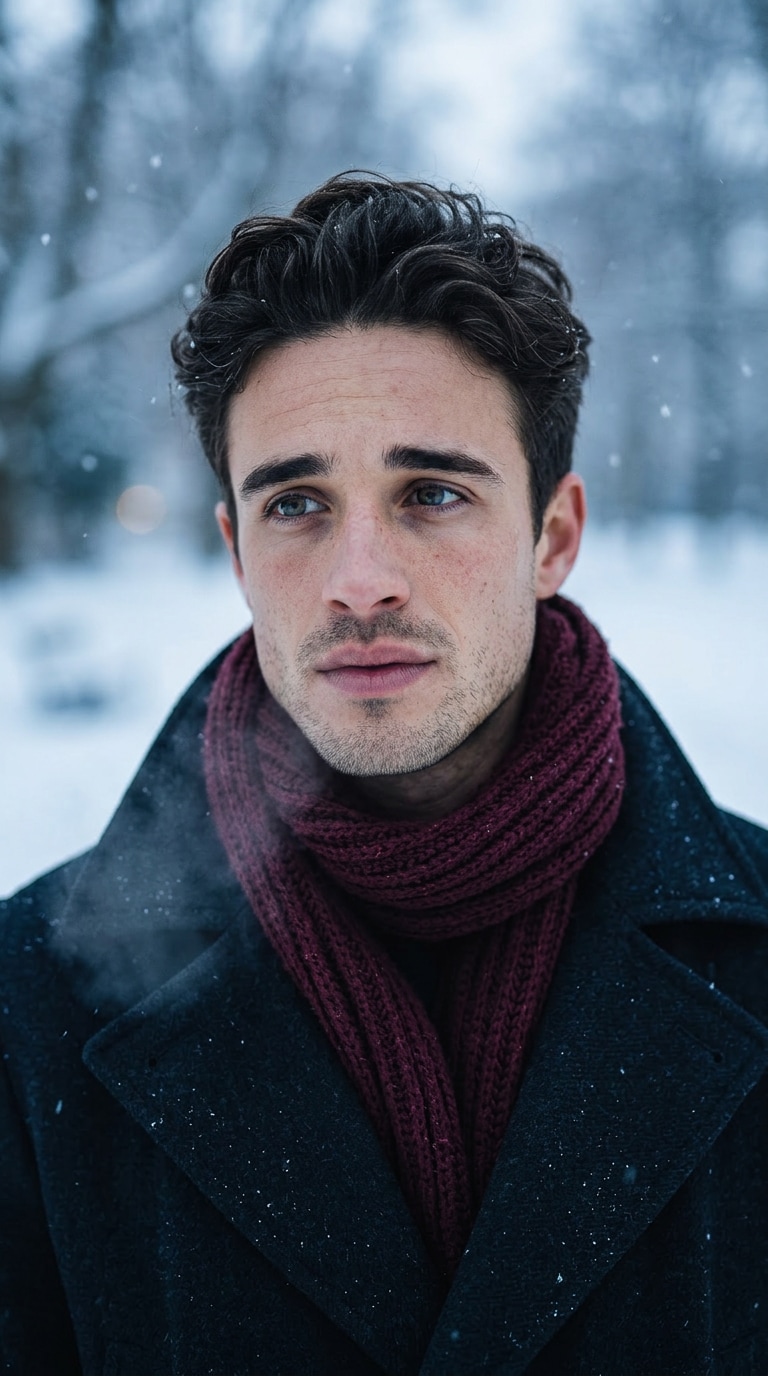 Winter mood cinematic portrait prompt