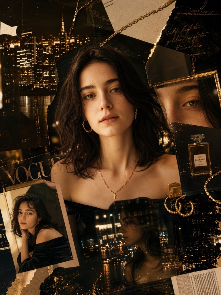 Golden night ChatGPT collage prompt example