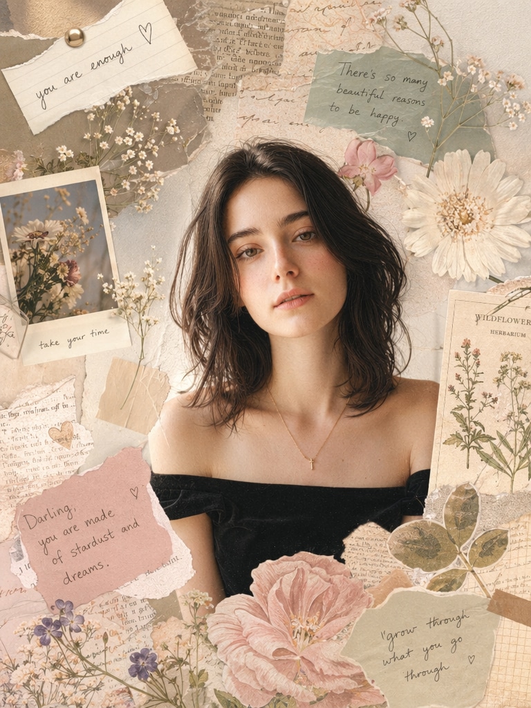 Soft scrapbook ChatGPT collage prompt