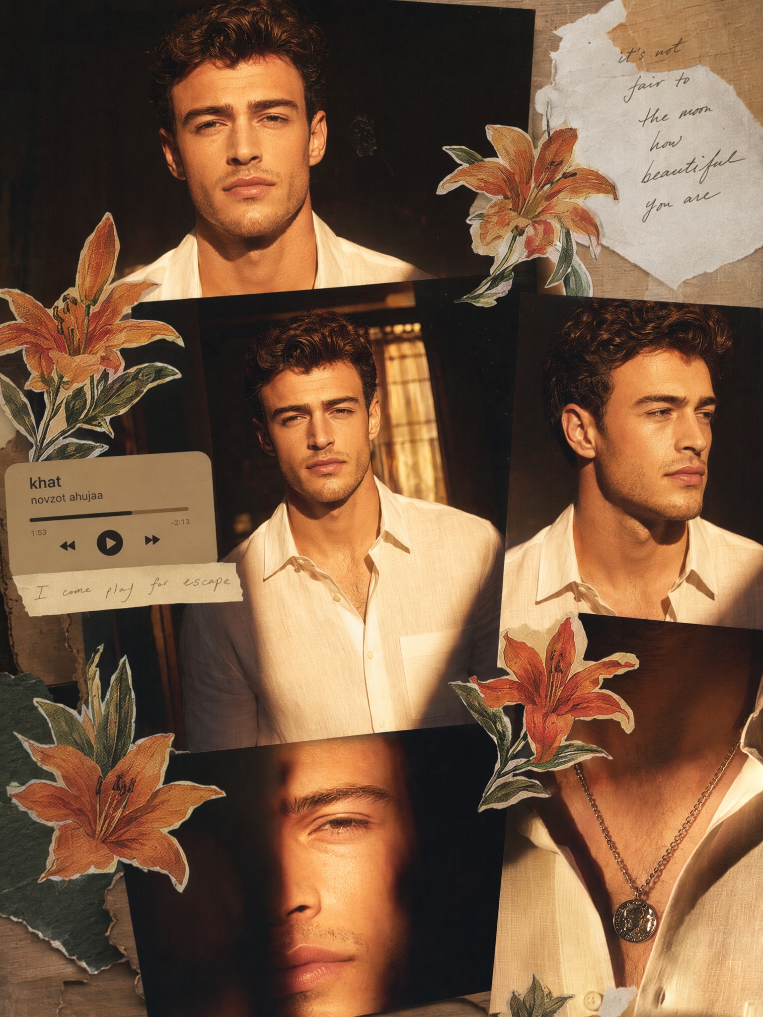 Golden night ChatGPT AI collage photo edit