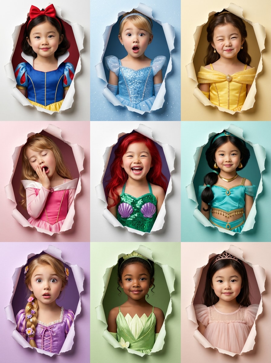 Princess Reference Edit - Disney Princess Multiverse with identity preservation