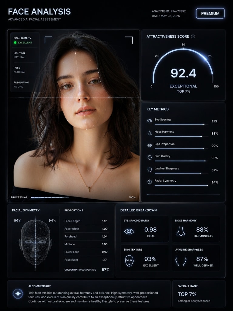 Dark Mode AI Face Rating Dashboard ChatGPT Face Rating Prompt