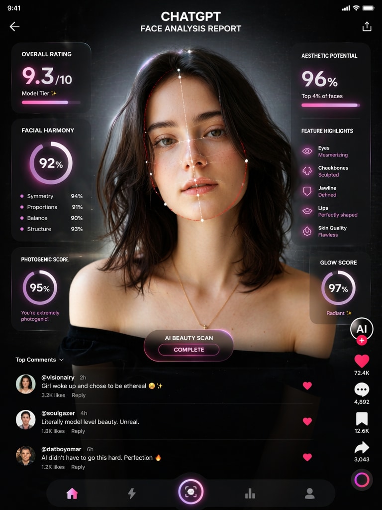 Viral TikTok Face Analysis ChatGPT Face Rating Prompt