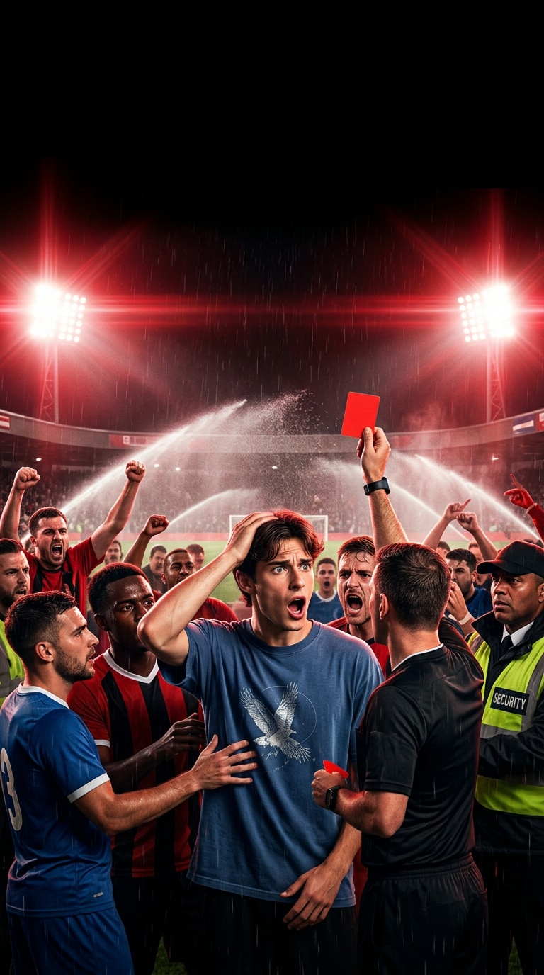 Red card football meme poster prompt