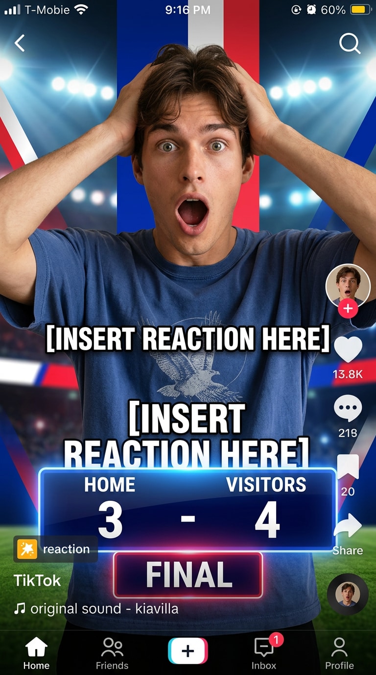 TikTok score reaction football image prompt