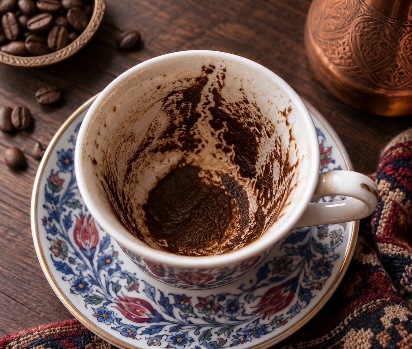 Turkish coffee cup photo for ChatGPT kahve falı prompt