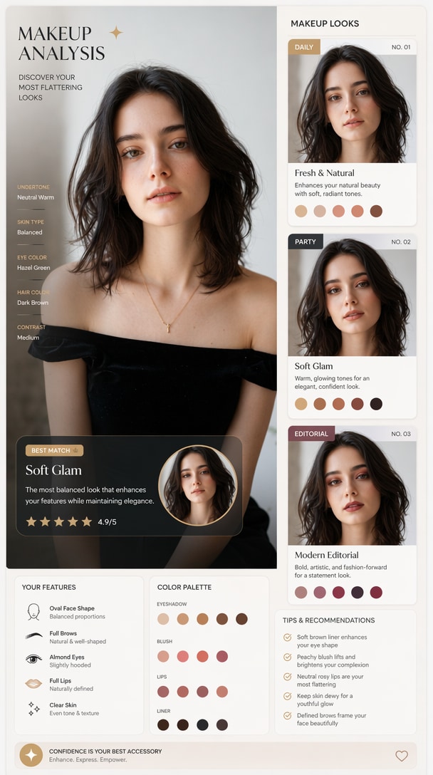 AI makeup feedback for selfie and social media photos