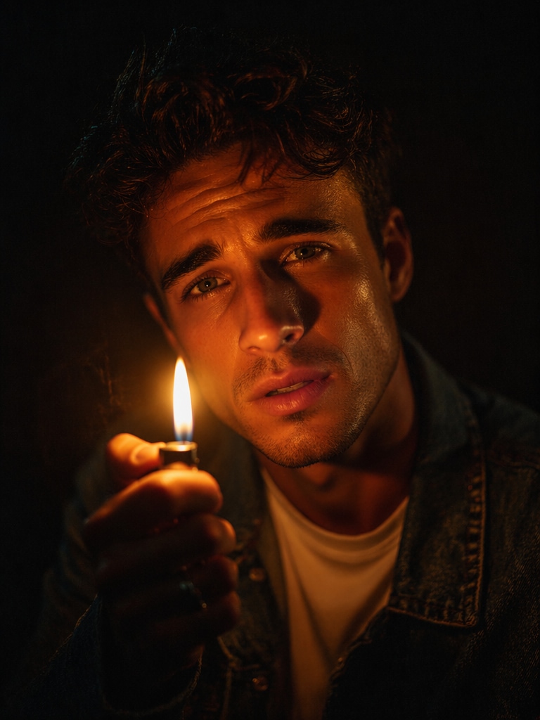 Fire Light Cinematic Portrait Prompt