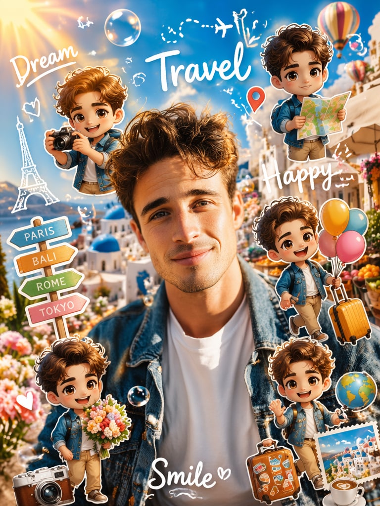 Travel Chibi Cartoon Prompt