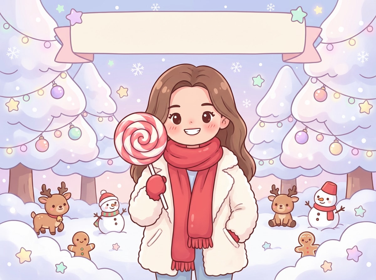 Cute kawaii Christmas card transformed image